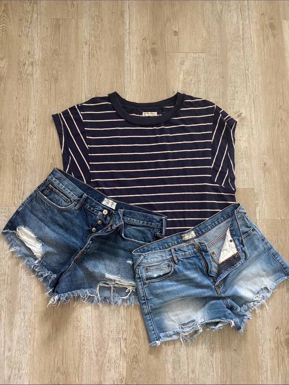 We The Free Free People Denim Shorts and Shirt Bundle